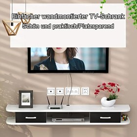 Warooma Meuble TV Flottant Étagère TV Murale Centre De Divertissement Console Multimédia Centre De Divertissement Mural en Bo