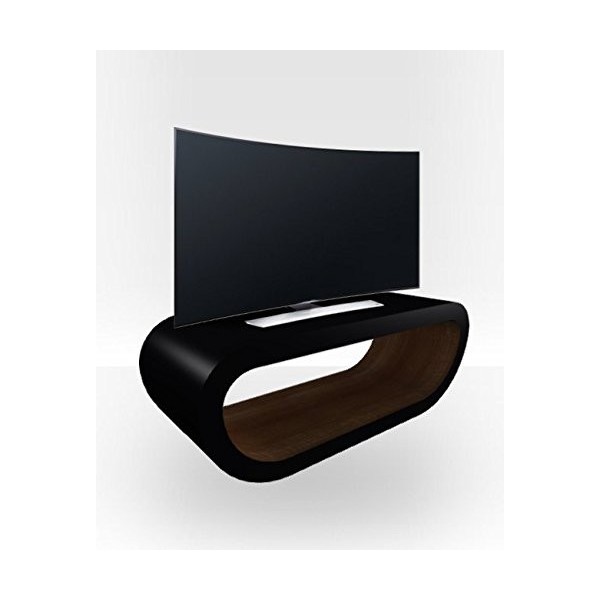 Zespoke Meuble TV extérieur noir avec cercle intérieur en noyer mat