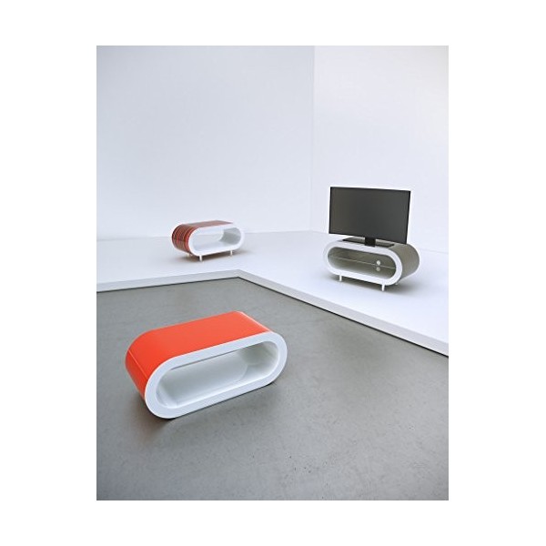 Zespoke Meuble TV extérieur noir avec cercle intérieur en noyer mat