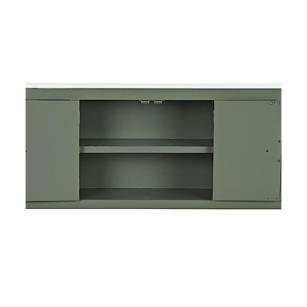 PEGANE Meuble TV en Bois de Sapin et MDF Coloris Vert, Blanc - Longueur 130 x Profondeur 26 x Hauteur 51 cm