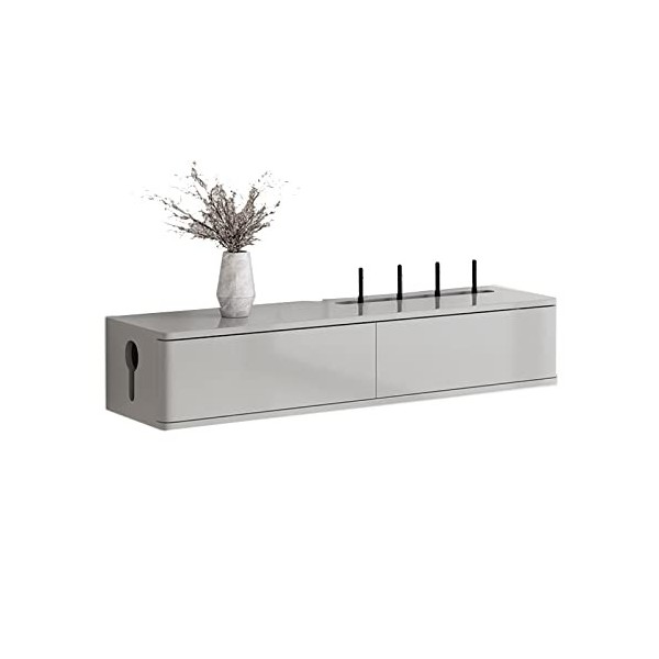 Meuble TV Mural Meuble TV Flottant 31,4 Pouces Étagère de routeur pour décodeur Blanc Cacher Le câble, pour boîtier TV, tél