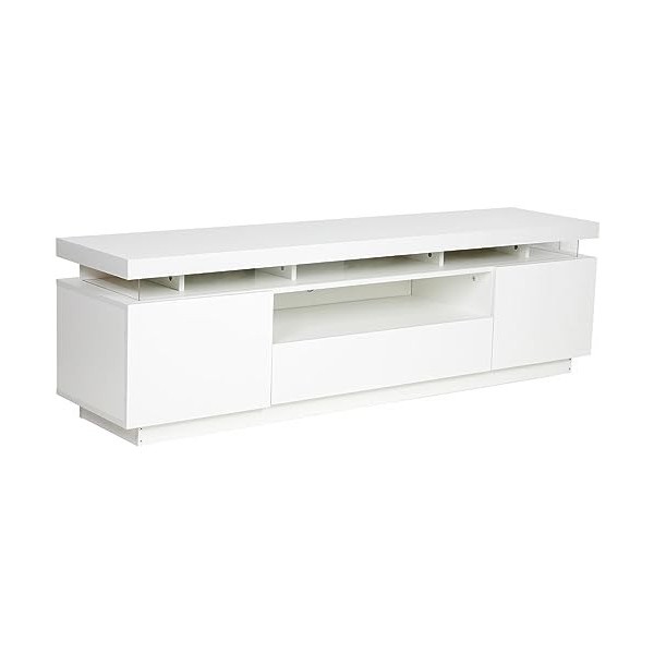 Habitat et Jardin Meuble TV LED Laqué Ruth - 165 x 40 x 49 cm - Blanc