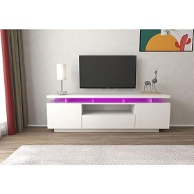 Habitat et Jardin Meuble TV LED Laqué Ruth - 165 x 40 x 49 cm - Blanc