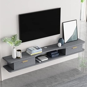 EsEntL Meuble TV Mural Étagère Flottante pour Meuble TV, Meuble TV Mural avec 2 Portes, Meuble TV Suspendu, étagère de Rangem