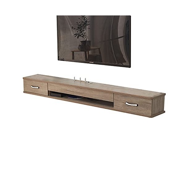 EsEntL Meuble TV en Bois Massif, Console multimédia Murale avec 2 tiroirs, étagère Flottante pour Meuble TV, 39,3/47,2/55,1 P