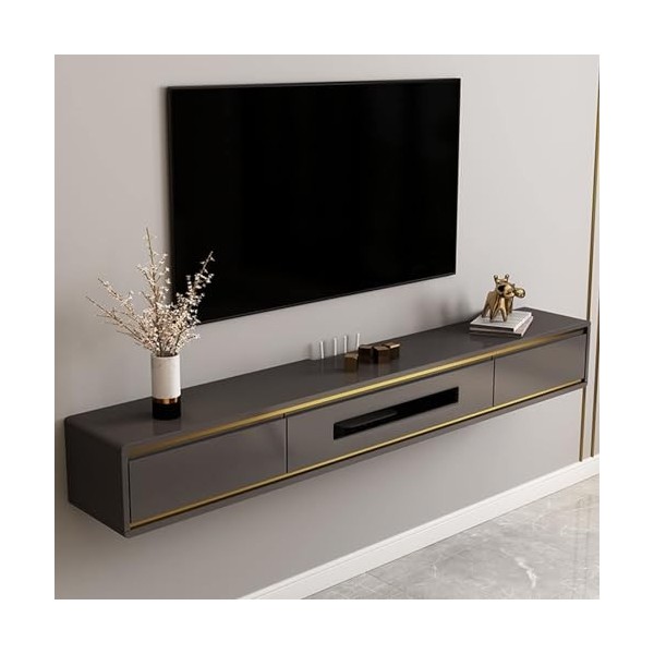 Meuble TV Suspendu - Meuble TV Flottant Étagère Mural - Meuble TV Mural, Meuble TV 120/140cm Mural TV Low Board, Meuble TV Po