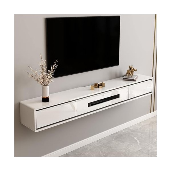 Meuble TV Suspendu - Meuble TV Flottant Étagère Mural - Meuble TV Mural, Meuble TV 120/140cm Mural TV Low Board, Meuble TV Po