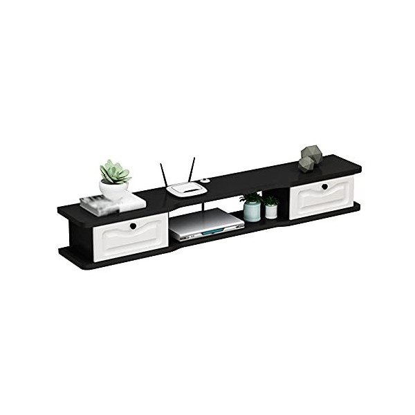 EsEntL Meuble TV Flottant, Double tiroirs avec Rabat inférieur, Meuble TV Suspendu en Bois avec Trou pour Fil, adapté pour Pl