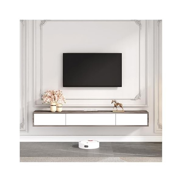 KiLoom PetterShop Meuble TV Étagère Murale Flottant, Étagère TV Flottant, Support TV Flottant Mural Console Multimédia, pour 