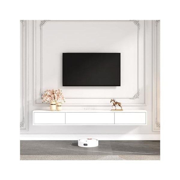 KiLoom PetterShop Meuble TV Étagère Murale Flottant, Étagère TV Flottant, Support TV Flottant Mural Console Multimédia, pour 
