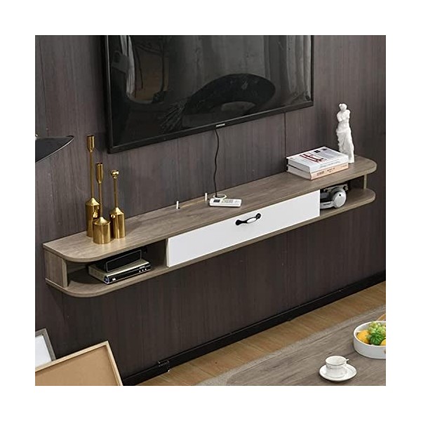 EsEntL Meuble TV Mural Meuble TV Flottant Mural, Meuble TV Mural avec 1 Porte, étagère de Rangement multimédia pour Salon et 