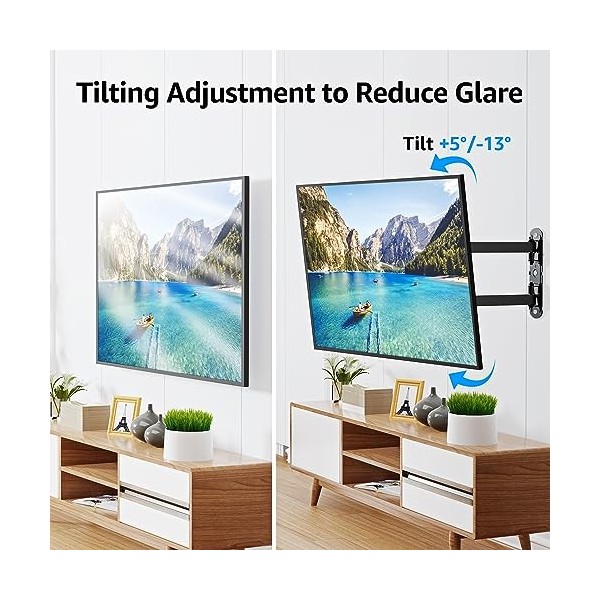 Mountup MU0011 Support Mural pour TV 26" à 55" avec rallonge 19,6" inclinable, pivotant et Rotatif jusquà 27,2 kg VESA 400 x