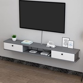 Meuble TV Mural Meuble TV Flottant Étagère TV Murale Centre de Divertissement Console Média Étagères de Rangement pour Meuble