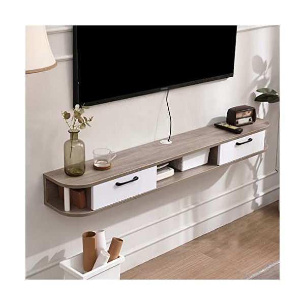Banc TV Flottant, Meubles De TéLéVision Muraux En Bois Avec Trou De Gestion Des CâBles, Meuble De TéLéVision Suspendu Pour Pe