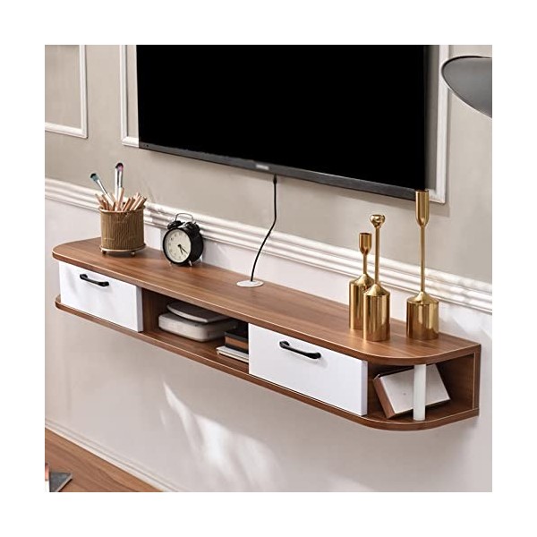Banc TV Flottant, Meubles De TéLéVision Muraux En Bois Avec Trou De Gestion Des CâBles, Meuble De TéLéVision Suspendu Pour Pe
