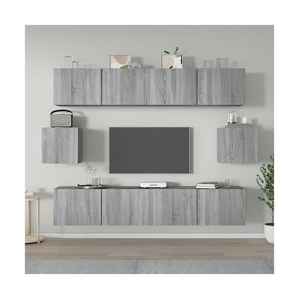 heybb Ensemble de Meubles TV 6 pcs Sonoma Gris Bois dingénierie,Table Television Salon,Meuble Télé Haut,Meuble TV Haut