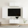 lvssiao Meuble TV pour salon avec 4 pièces en aggloméré Blanc très résistant Module TV pour chambre à coucher salon