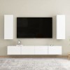 lvssiao Meuble TV pour salon avec 4 pièces en aggloméré Blanc très résistant Module TV pour chambre à coucher salon