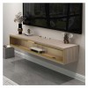 Meuble TV Murale Étagère de meuble TV flottante avec porte, boîte de rangement murale for prise de routeur WiFi TV, console m
