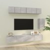 ZEYUAN Ensemble de Meubles TV 6 pcs Gris béton Bois dingénierie,Meuble TV,Table Basse Salon Meuble TV,Table Basse LED Couleu