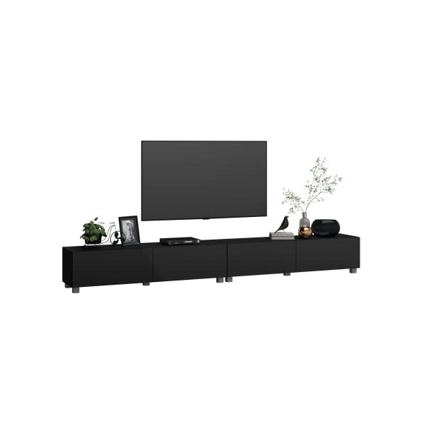 Television 65 Pouces Meuble Tele Industriel Longueur 240 cm Armoire TV étagère TV Board lowboard Table Mat Noir accrochage/Su
