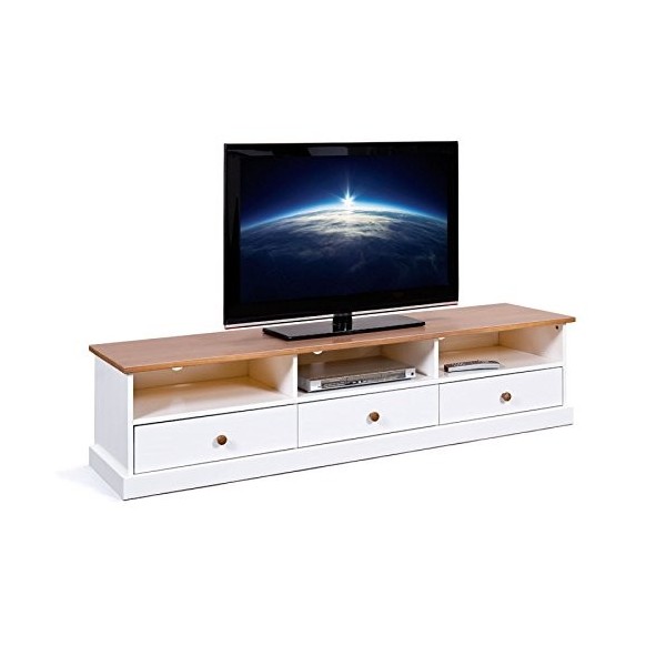 Paris Prix - Meuble TV Bois Takao 180cm Blanc & Naturel