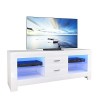 Dripex Meuble TV avec Lumières LED Unité TV, Unité de Divertissement à Façade Brillantes Blanches, 130x40x35cm