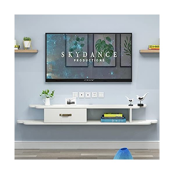 Console multimédia Murale asymétrique, Meuble TV Flottant, étagères de Rangement murales, Meuble TV/étagère Audio et vidéo 47