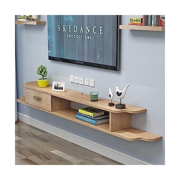 Console Média Murale Asymétrique, Meuble TV Flottant, Étagères De Rangement Murales, Meuble TV 47.2In/Étagère Audio Et Vidéo 
