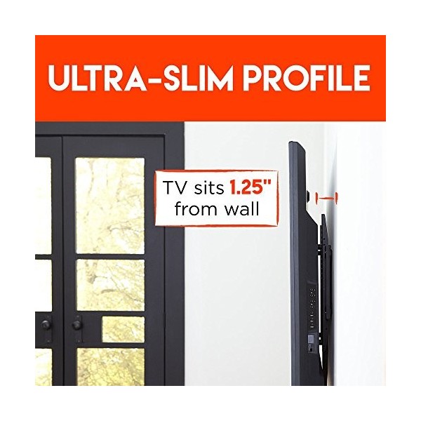 ECHOGEAR SlimView Support mural fixe à profil bas pour téléviseurs jusquà 80" – Maintient votre seulement 3,2 cm du système 