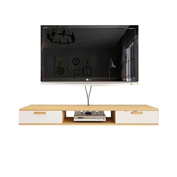 Meuble TV mural en bois petit meuble TV flottant - Console multimédia murale centre de divertissement, étagère TV flottante m