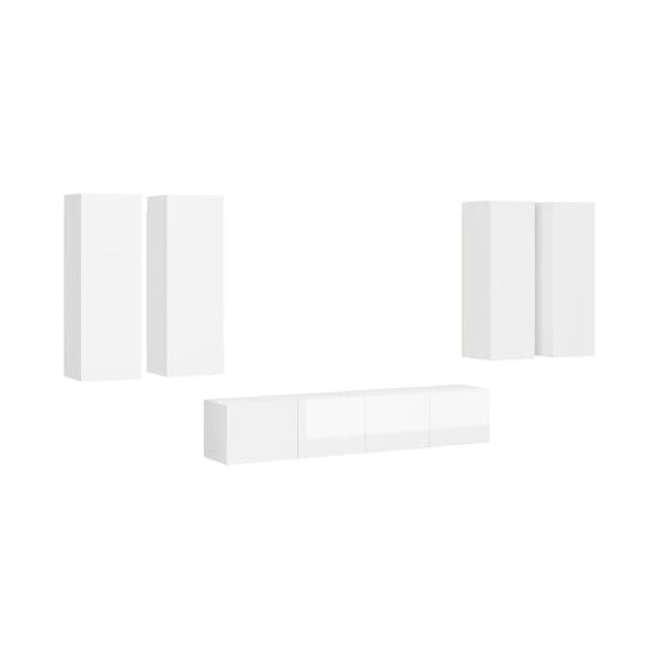 Générique Ensemble de Meuble TV 6 pcs Blanc Brillant Aggloméré,76.8 KG,3079310, Meubles, Meubles TV