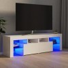 RAUGAJ Meuble TV avec lumières LED Blanc brillant 140 x 36,5 x 40 cm