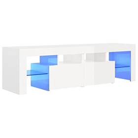 RAUGAJ Meuble TV avec lumières LED Blanc brillant 140 x 36,5 x 40 cm