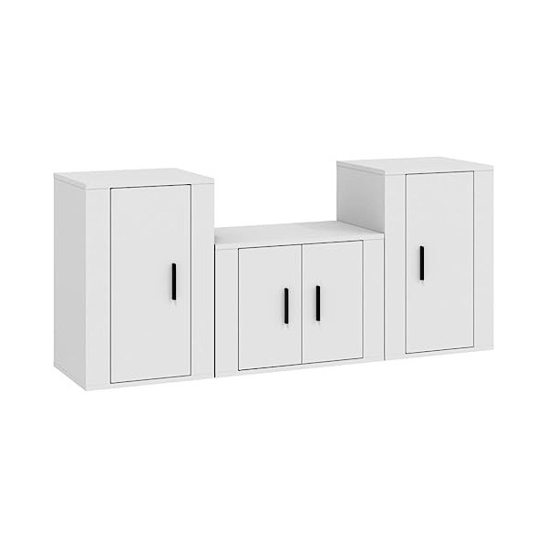 KEAAN Home Hardware Businese Meuble TV 3 pièces en bois dingénierie Blanc