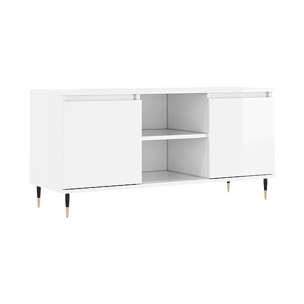 Générique Meuble TV Blanc Brillant 104x35x50 cm Bois dingénierie,20.7 KG,827006, Meubles, Meubles TV