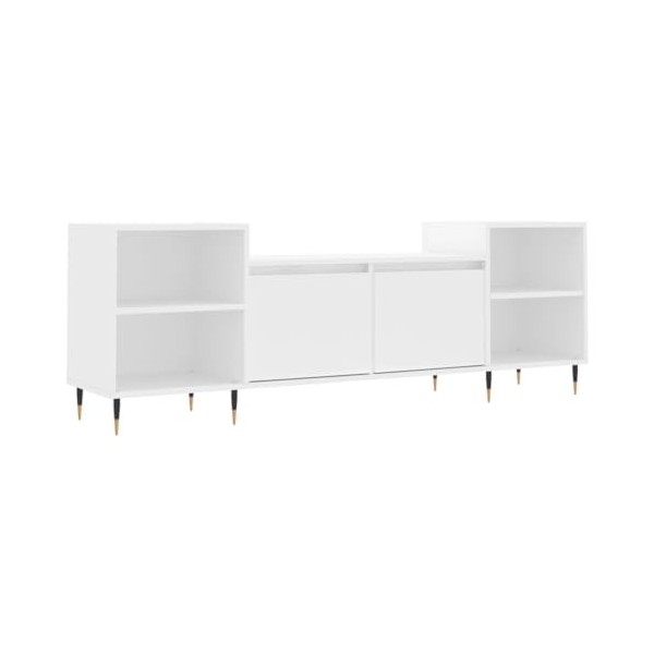 CHRISK Home Hardware Businese Meuble TV en bois dingénierie Blanc 160 x 35 x 55 cm