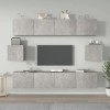 JUNZAI Ensemble de Meubles TV 6 pcs Gris béton Bois dingénierie,Meuble TV,Table Basse Salon Meuble TV,Table Basse LED Couleu