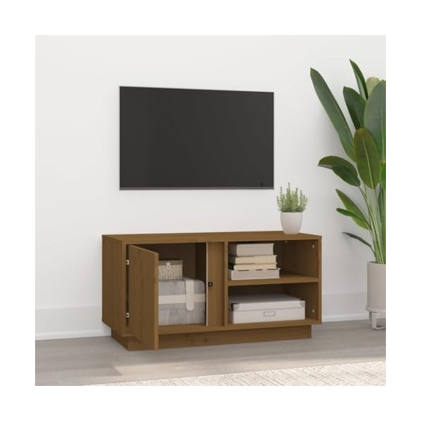 Générique Meuble TV Marron Miel 80x35x40,5 cm Bois de pin Massif,9.7 KG,814467, Meubles, Meubles TV