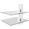 Drall Support Mural Blanc avec 2 tablettes en Verre pour Console DVD Bluray Player Tablette denceintes en Verre Modèle: GL11