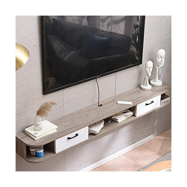 EsEntL Meuble TV Mural Flottant en Bois, Console multimédia TV Murale de 120 cm, étagère Audio et vidéo – Livraison complète