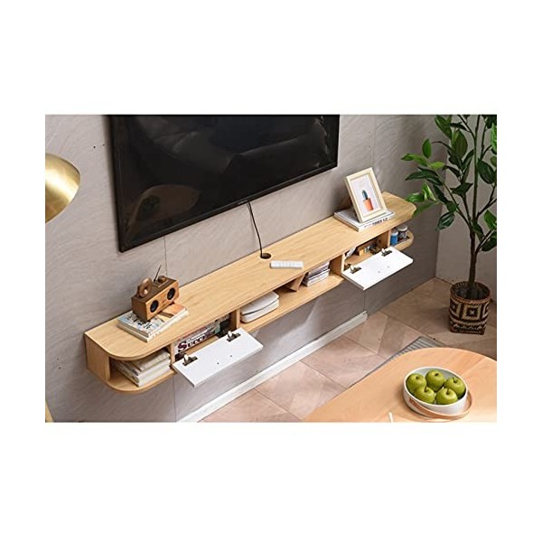 EsEntL Meuble TV Mural Flottant en Bois, Console multimédia TV Murale de 120 cm, étagère Audio et vidéo – Livraison complète