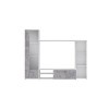 PILVI Meuble TV - Blanc mat et béton gris clair - L 220,4 x P41,3 x H177,5 cm