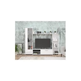 PILVI Meuble TV - Blanc mat - L 220,4 x P41,3 x H177,5 cm