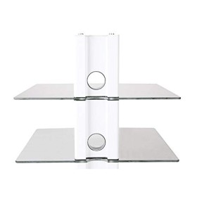 Drall Support Mural Blanc avec 2 tablettes en Verre pour Console DVD Bluray Player Tablette denceintes en Verre Modèle: GL11