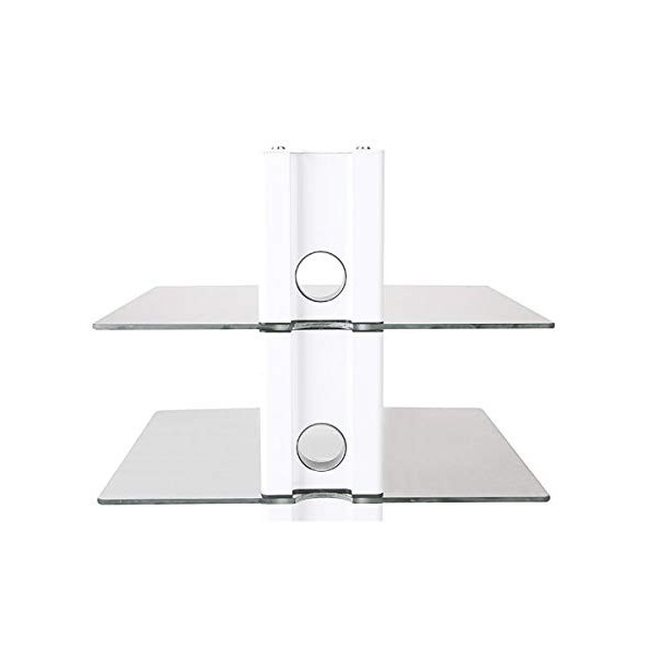 Drall Support Mural Blanc avec 2 tablettes en Verre pour Console DVD Bluray Player Tablette denceintes en Verre Modèle: GL11
