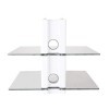 Drall Support Mural Blanc avec 2 tablettes en Verre pour Console DVD Bluray Player Tablette denceintes en Verre Modèle: GL11