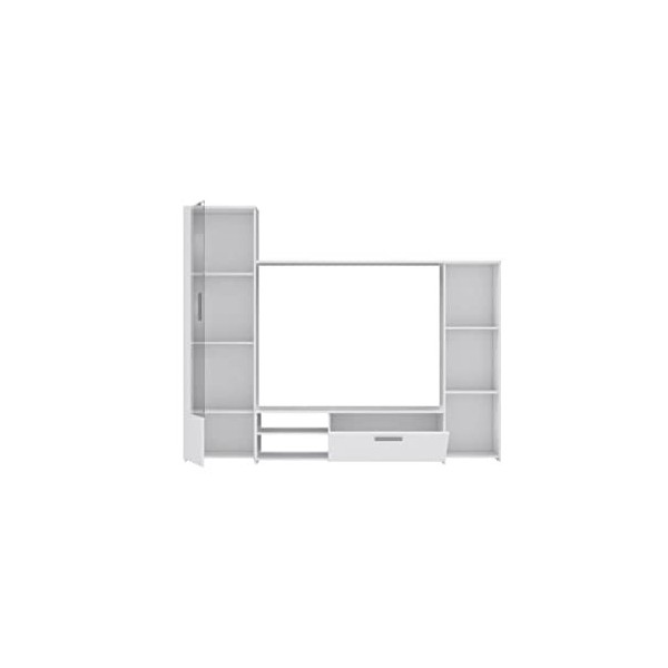 PILVI Meuble TV - Blanc mat - L 220,4 x P41,3 x H177,5 cm