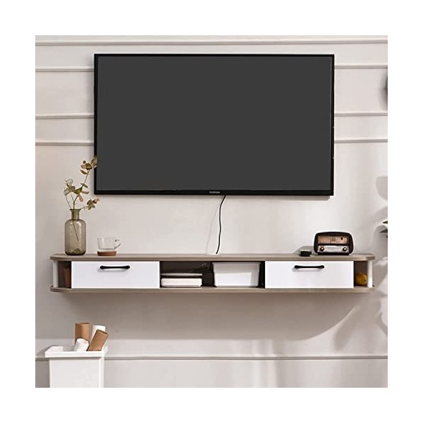 Vendics Meuble Tv Mural 47,2 Pouces Meuble Tv Flottant Moderne, Console Multimédia Pour Centre de Divertissement Mural, Étagè