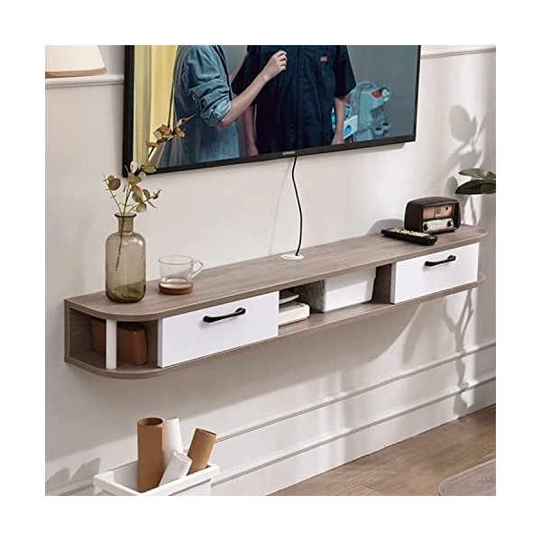 Uvency Meuble Tv Mural 47,2 Pouces Meuble Tv Flottant Moderne, Console Multimédia Pour Centre de Divertissement Mural, Étagèr